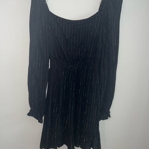 NWT Black long sleeve dress with gold pinstripe